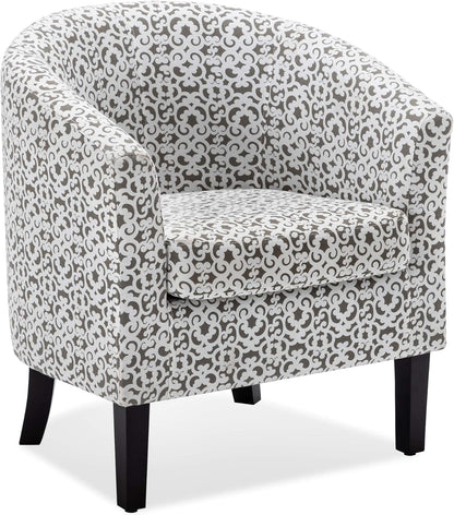 BELLEZE Accent Barrel Chair, Linen Round Chair Club Tub Sofa Corner Chair with Flared Legs and Cozy