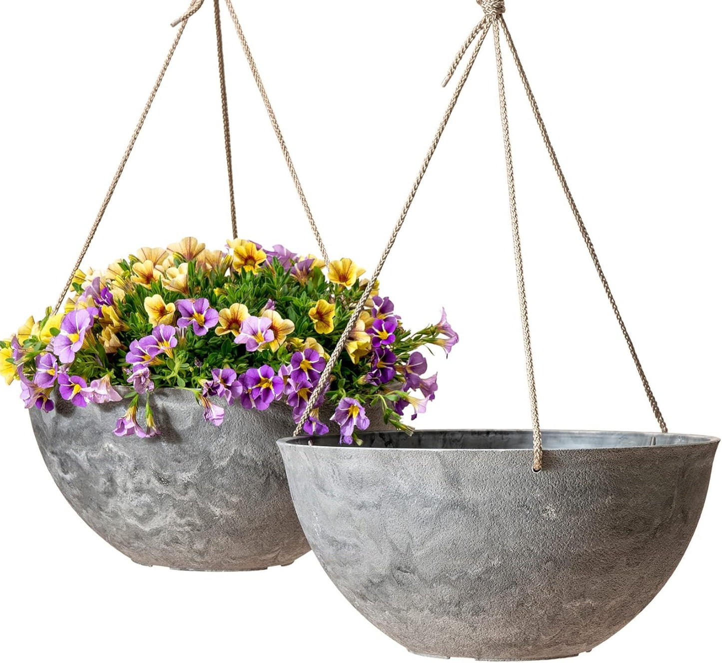 LA JOLIE MUSE Large Hanging Planters for Indoor Outdoor Plants, Hanging Flower Pots Marble Pattern