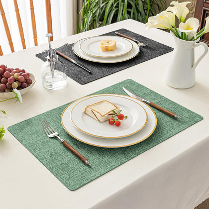 Romanstile Reversible Vinyl Placemats Set of 6, Faux Leather 100% Waterproof Oil-proof Wipeable