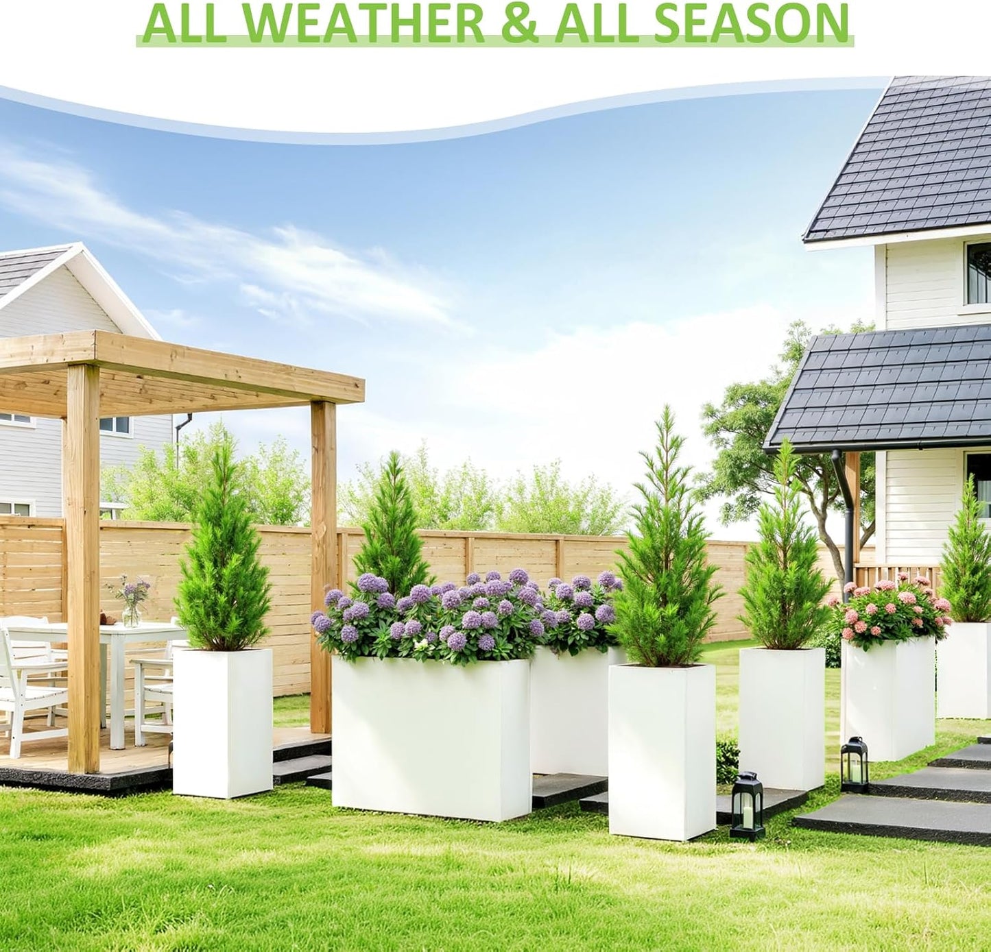Planter Box Outdoor 38"W x 10.2"D x 30"H- Tall Rectangular Planters for Outdoor Patio/Porch