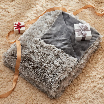 GONAAP Fuzzy Faux Fur Throw Blanket Twin Size Frosty Grey Super Soft Cozy Plush Fuzzy Shaggy