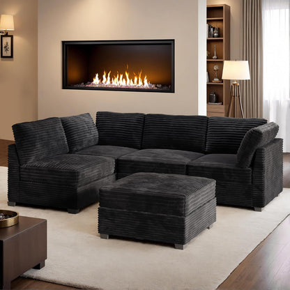 HOOOWOOO Modular Sectional Sofa,5 Pieces Sectional Couches for Living Room,98X55 L Shaped Cloud