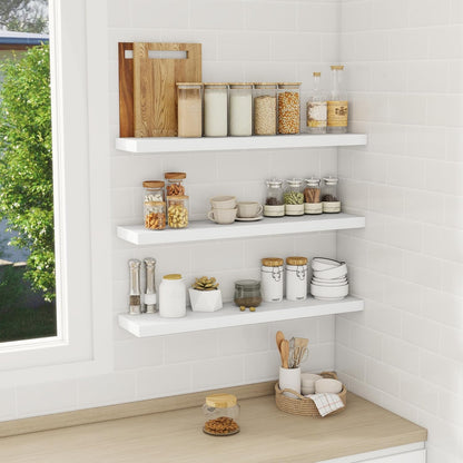 Fun Memories 32 Inch Floating Shelves Wall Shelf Set of 3, White Bathroom Shelves 32 Inch