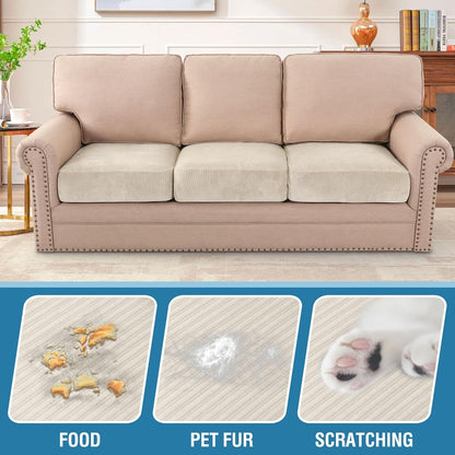 H.VERSAILTEX Velvet Stretch Couch Cushion Cover Plush Cushion Slipcover for Chair Loveseat Sofa