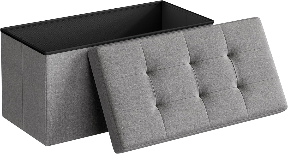 SONGMICS MAZIE Collection - 30 Inches Folding Storage Ottoman Bench, Ottoman Foot Rest, End of Bed