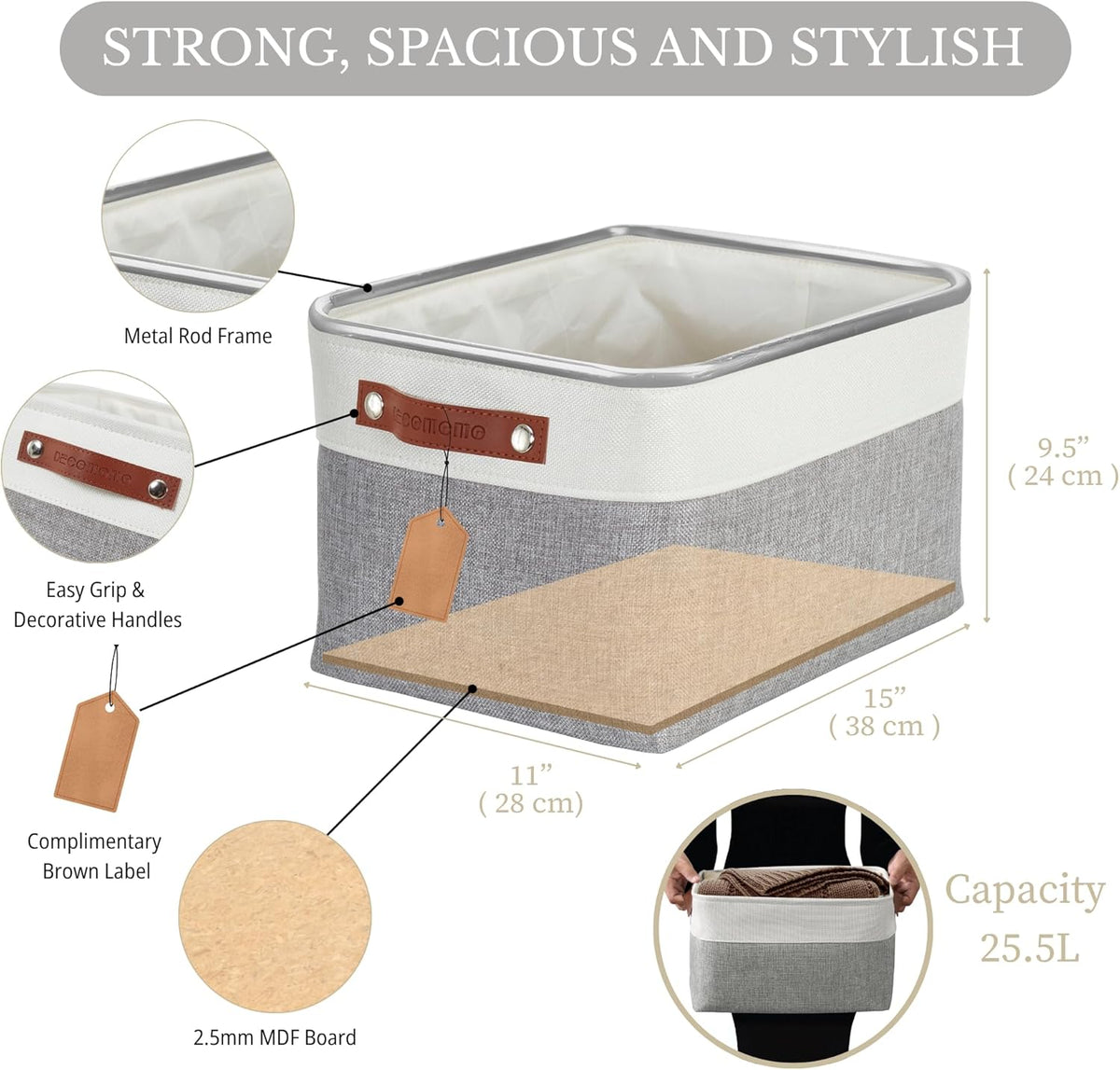 DECOMOMO Storage Bins Fabric Storage Baskets for Shelves, Linen Closet Organization Toys Nursery