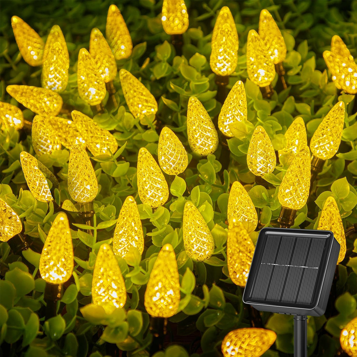 Brightown Solar Operated C6 Strawberry String Lights, 39ft 100 LEDs Warm White LED Christmas Fairy
