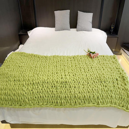 Chunky Knit Blanket Throw 48"x71", Chenille Throw Blankets, Handmade Warm & Cozy Blanket Couch Bed