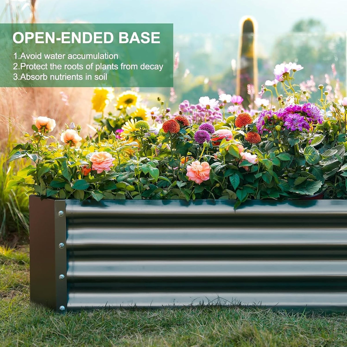 Land Guard 2 Pack 8×4×1ft Galvanized Metal Raised Garden Bed, Metal Planter Kit Box Outdoor for