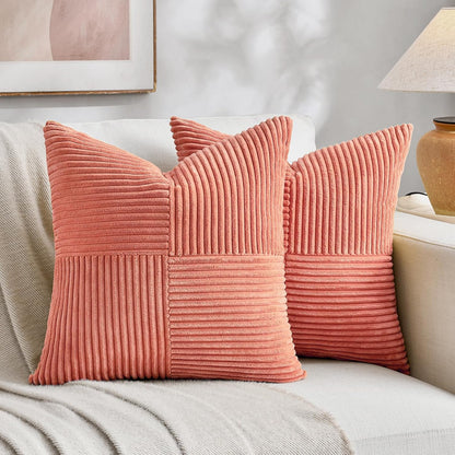Fancy Homi 2 Packs Coral Big Decorative Throw Pillow Covers 24x24 Inch for Living Room Couch