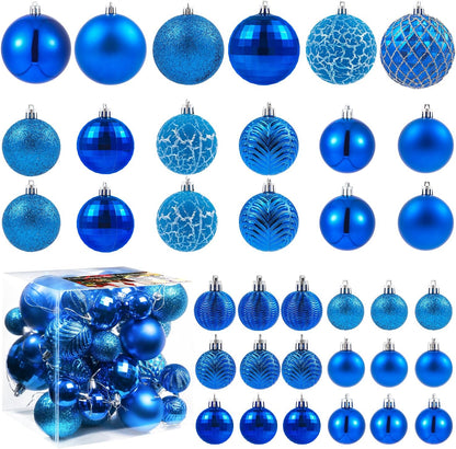 LANGXUN 36pcs Blue Christmas Tree Decorations Balls, Bolas De Navidad, 2025 Christmas Decor, Indoor