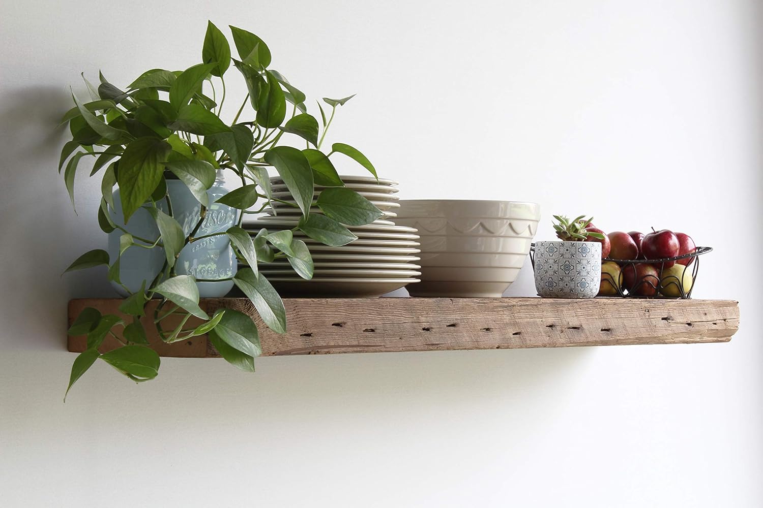 Urban Legacy Reclaimed Barn Beam Deep Shelves | Deep Shelves with Brackets Included, Set of 2 |