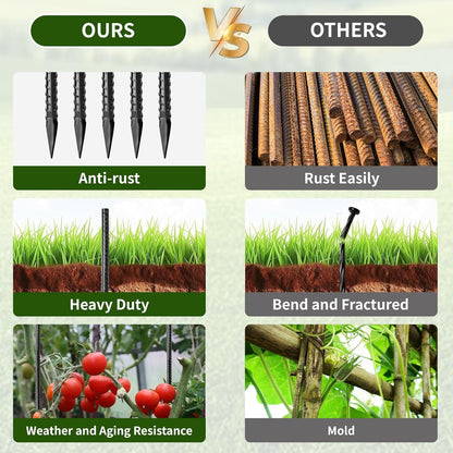 16 inches Ground Rebar Stakes (16 pcs) Heavy Duty Metal Spikes for Concrete Timber Garden Plant