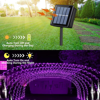 YEGUO 2 Packs Each 33ft 100 LED Solar Rope Lights Outdoor Waterproof, Purple String Lights for