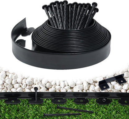 Landscape Edging Border 33 FT 2 Inch Tall with 60 Spikes, Plastic Edging for Landscaping, Garden
