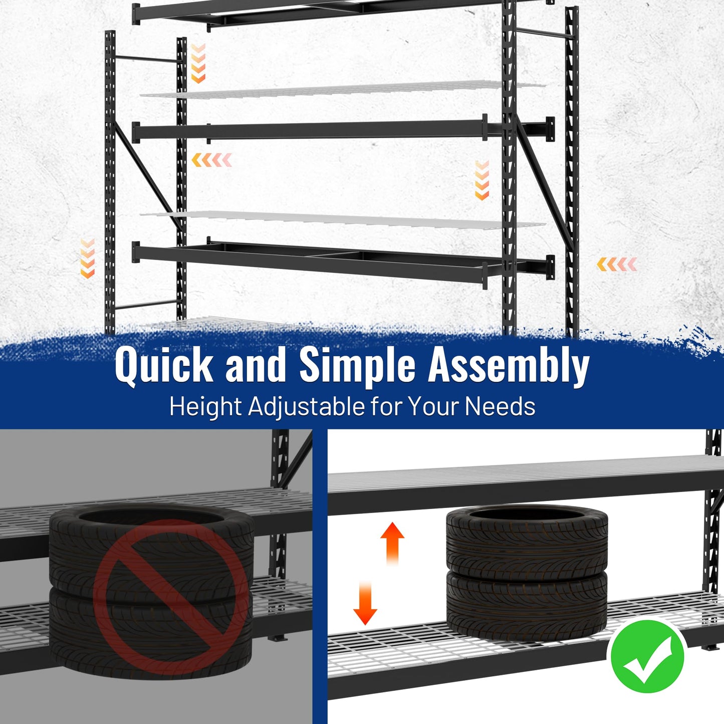 WORKPRO 77" Garage Shelving Unit, 8000LBS Heavy Duty Metal Storage Rack, Extra Wide Adjustable