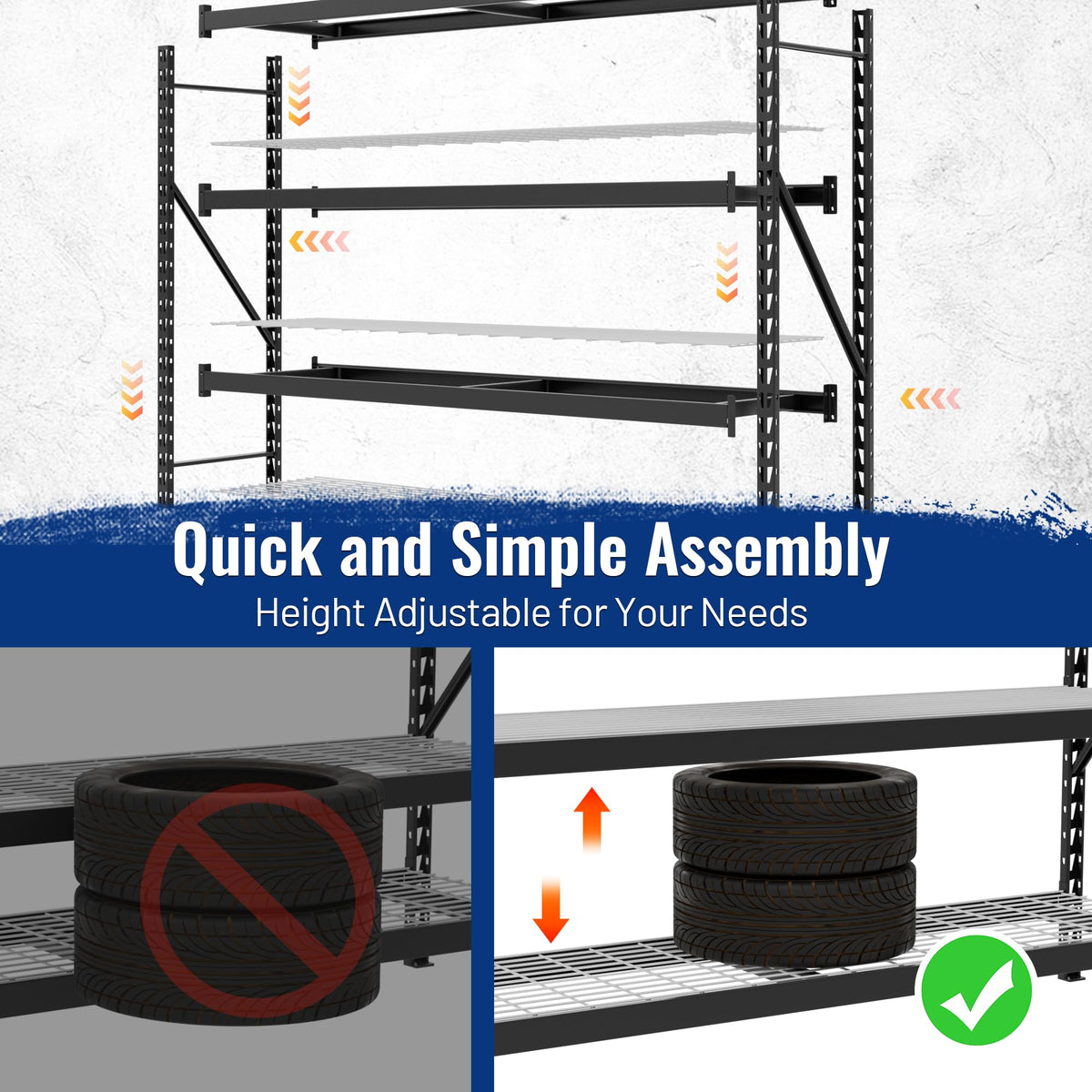 WORKPRO 77" Garage Shelving Unit, 8000LBS Heavy Duty Metal Storage Rack, Extra Wide Adjustable