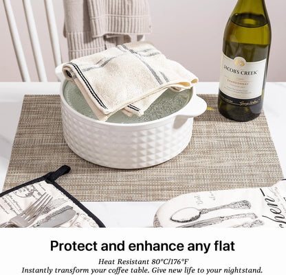 LEXMORE Placemats Set of 6 Vinyl/Plastic Woven Place Mats for Kitchen Table Indoor/Outdoor Washable