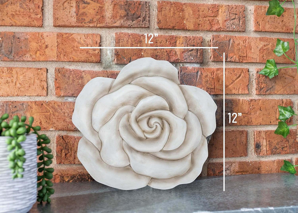 NAT & Jules Rose Flower Shaped Dimensional Indoor Outdoor 12 inch Cast Resin Decorative Garden