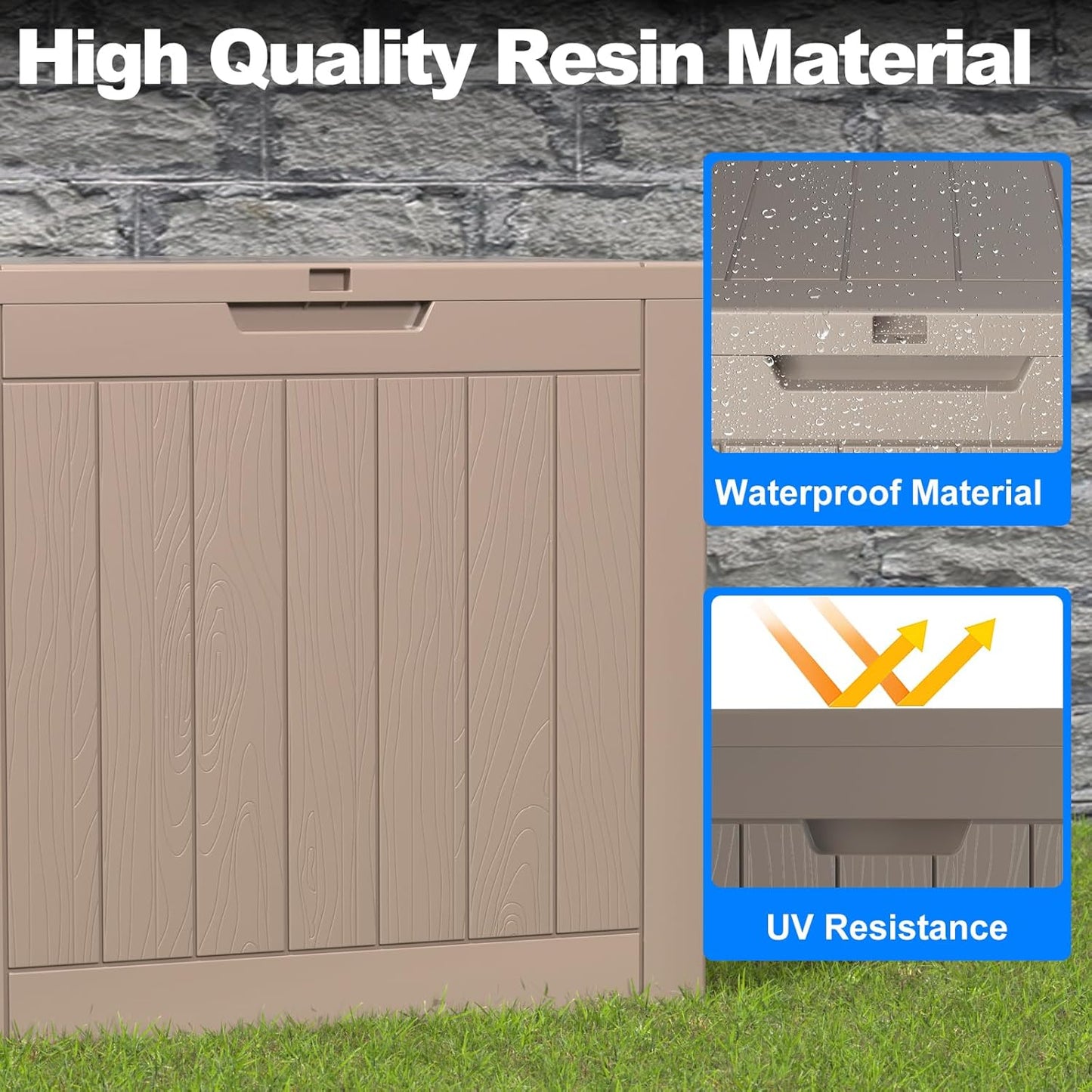 36 Gallon Outdoor Deck Box,Storage Lockable Waterproof Patio Furniture,Garden Tools,Cushions,Pool