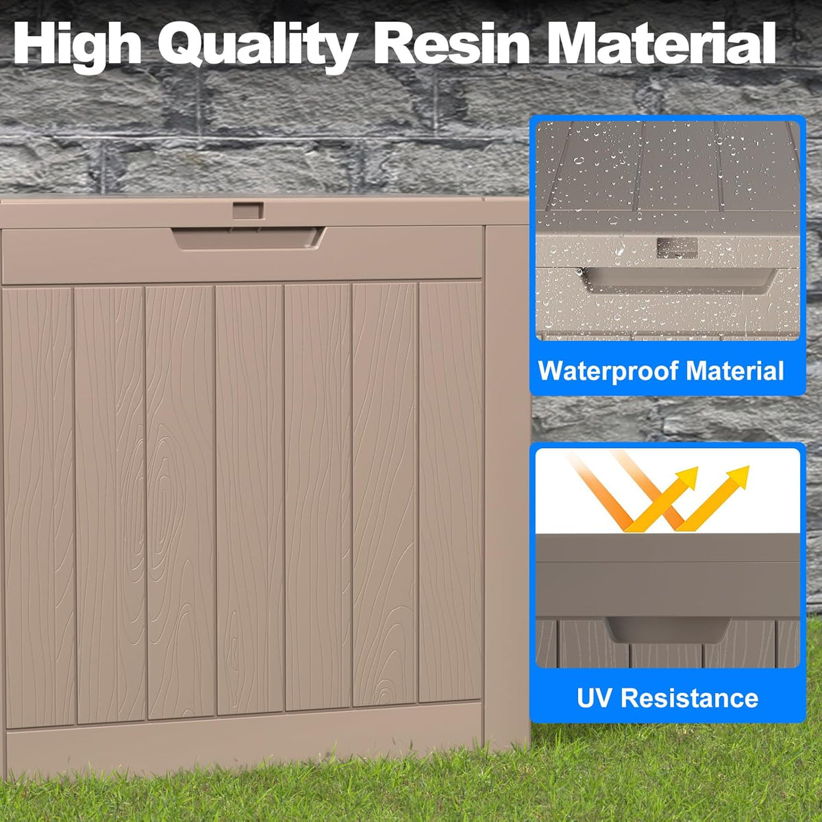 36 Gallon Outdoor Deck Box,Storage Lockable Waterproof Patio Furniture,Garden Tools,Cushions,Pool