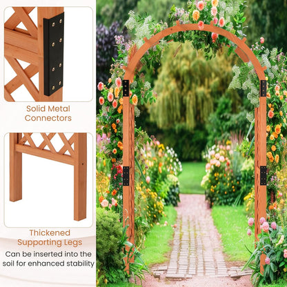 Giantex 7.7FT Wooden Garden Arbor Trellis, Outdoor Pergola Arch with Climbing Plant Support, Wood