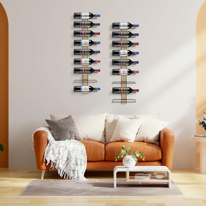 Sorbus Wall Mounted Wine Rack - Wood Wine Rack Wall Mounted for Bottles, Liquor, Champagne - Black