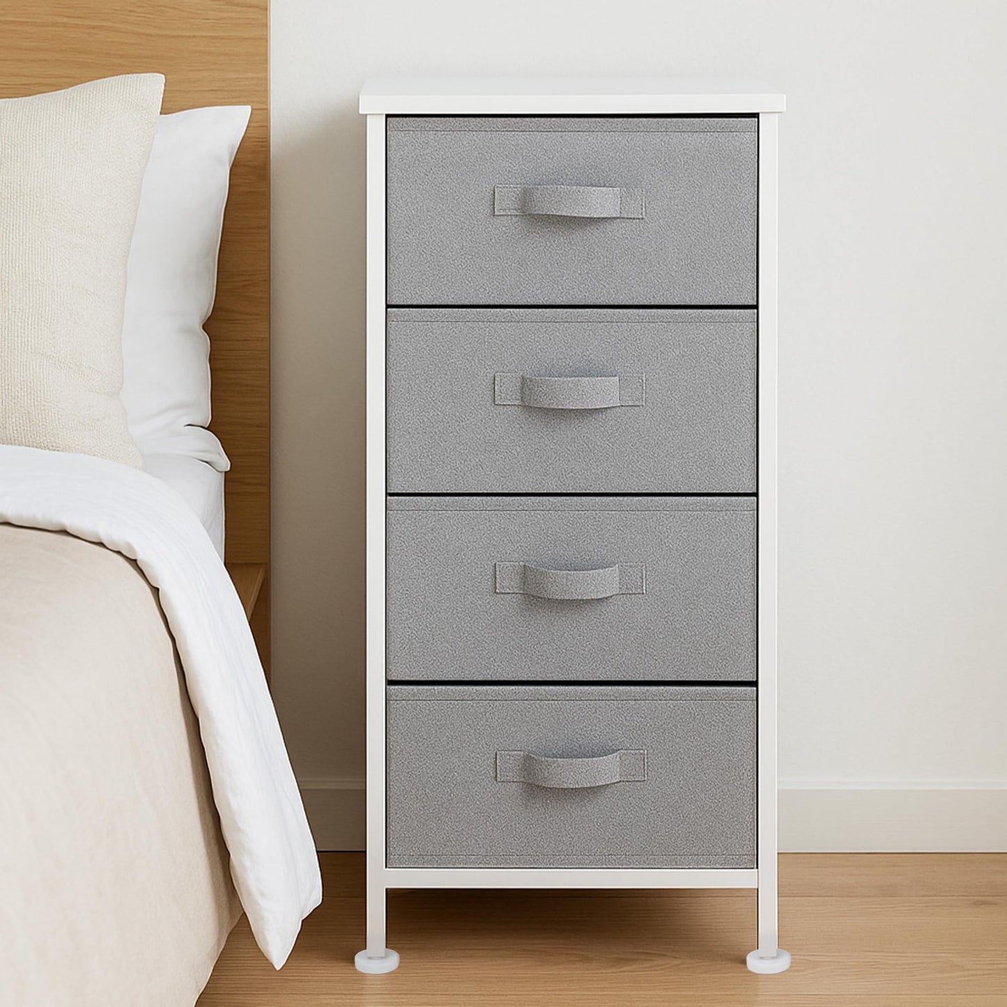 Amazon Basics Fabric 4-Drawer Storage Organizer Unit for Closet, Bedroom, White