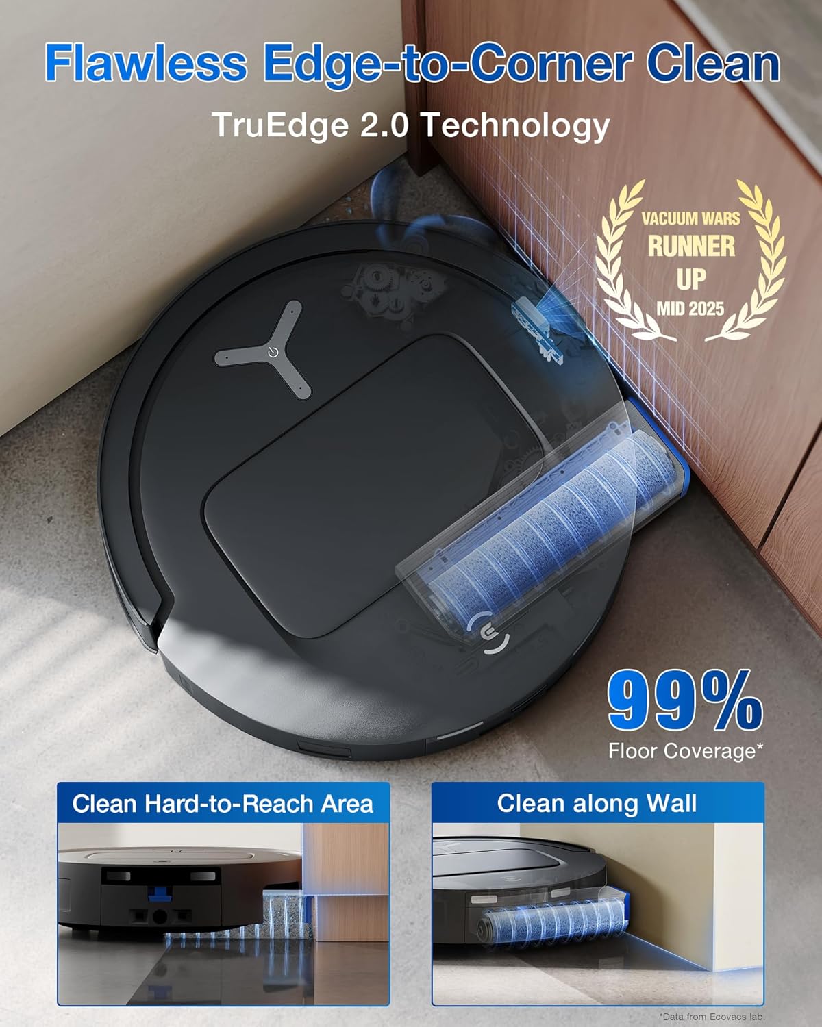ECOVACS DEEBOT T80 Omni Robot Vacuum and Mop, 18,000Pa Suction, OZMO™ Roller Real-Time Mop Washing