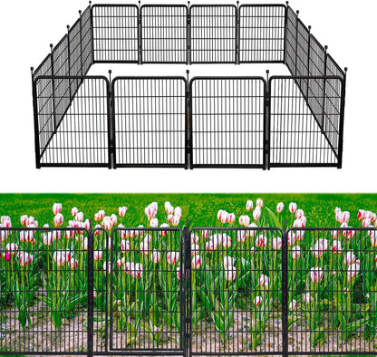 40in(H) Doorless Fence for Garden 14 Panels， 31.2 Ft(L) Barrier, Outdoor Garden Protection for Dogs