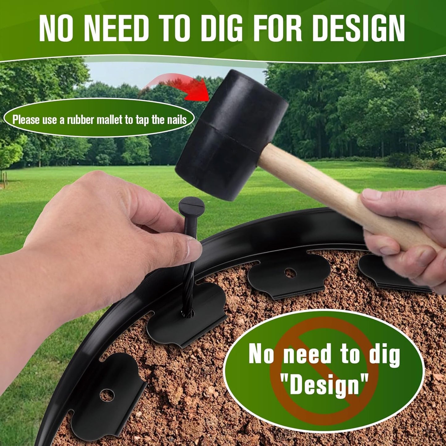 Landscape Edging, 3" x 66' Garden Edging, No Dig Edging for Landscaping with 80 Pcs Anchoring