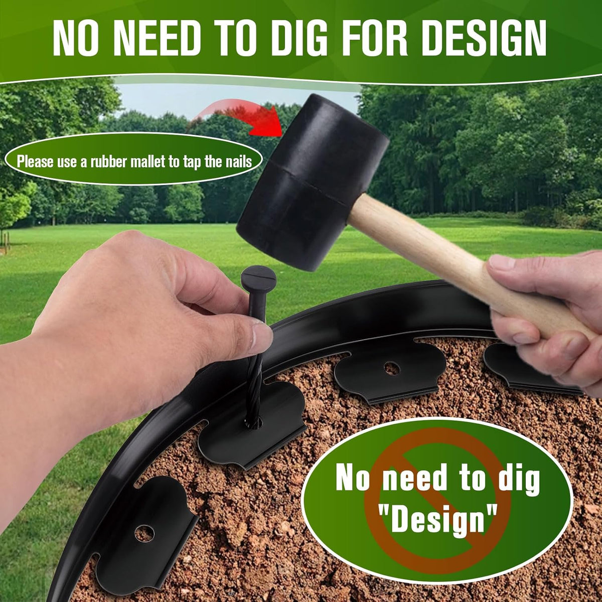 Landscape Edging, 3" x 66' Garden Edging, No Dig Edging for Landscaping with 80 Pcs Anchoring