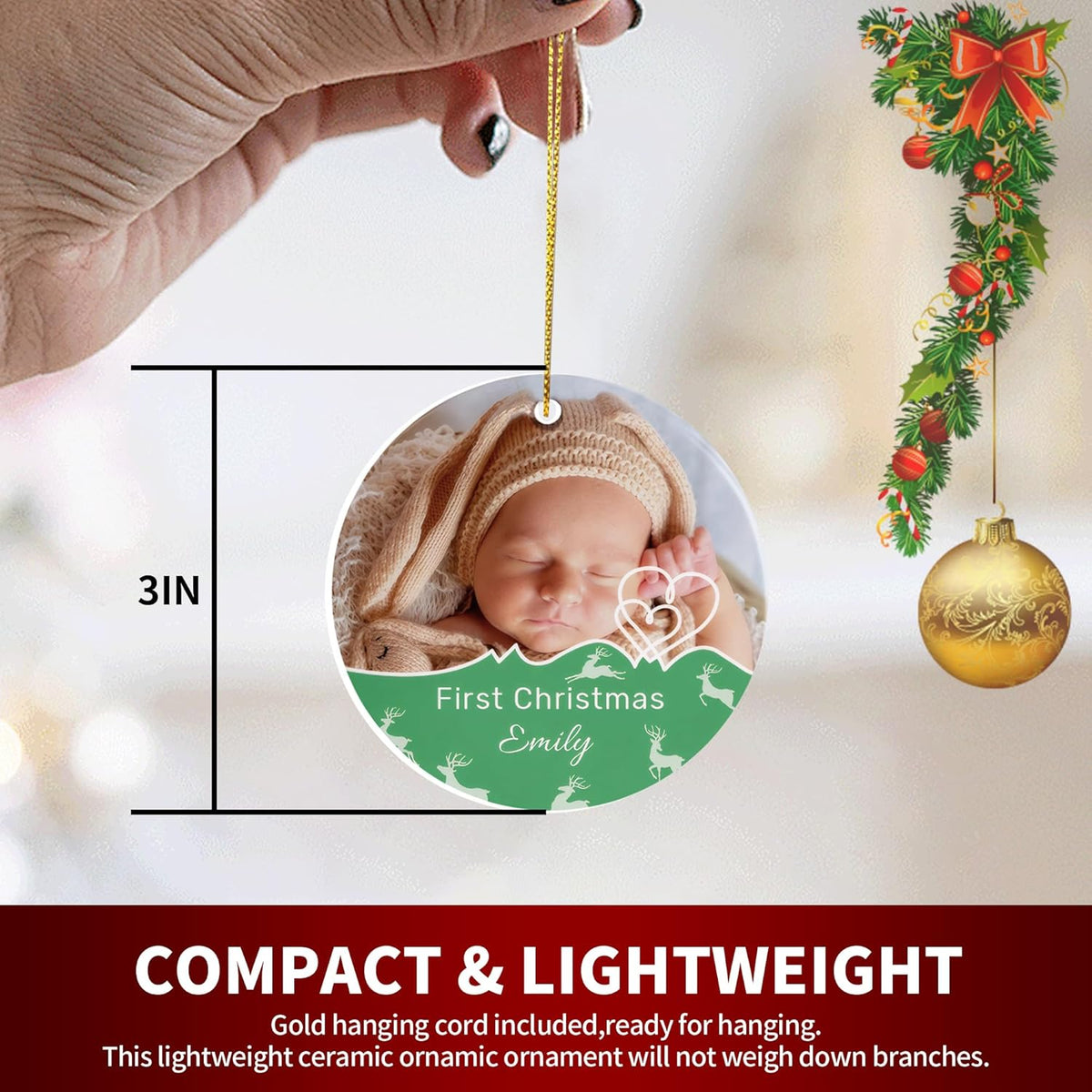 Personalized Christmas Ornaments, Custom Photo & Text 2025 Christmas Tree Ornament, Ideal for Xmas