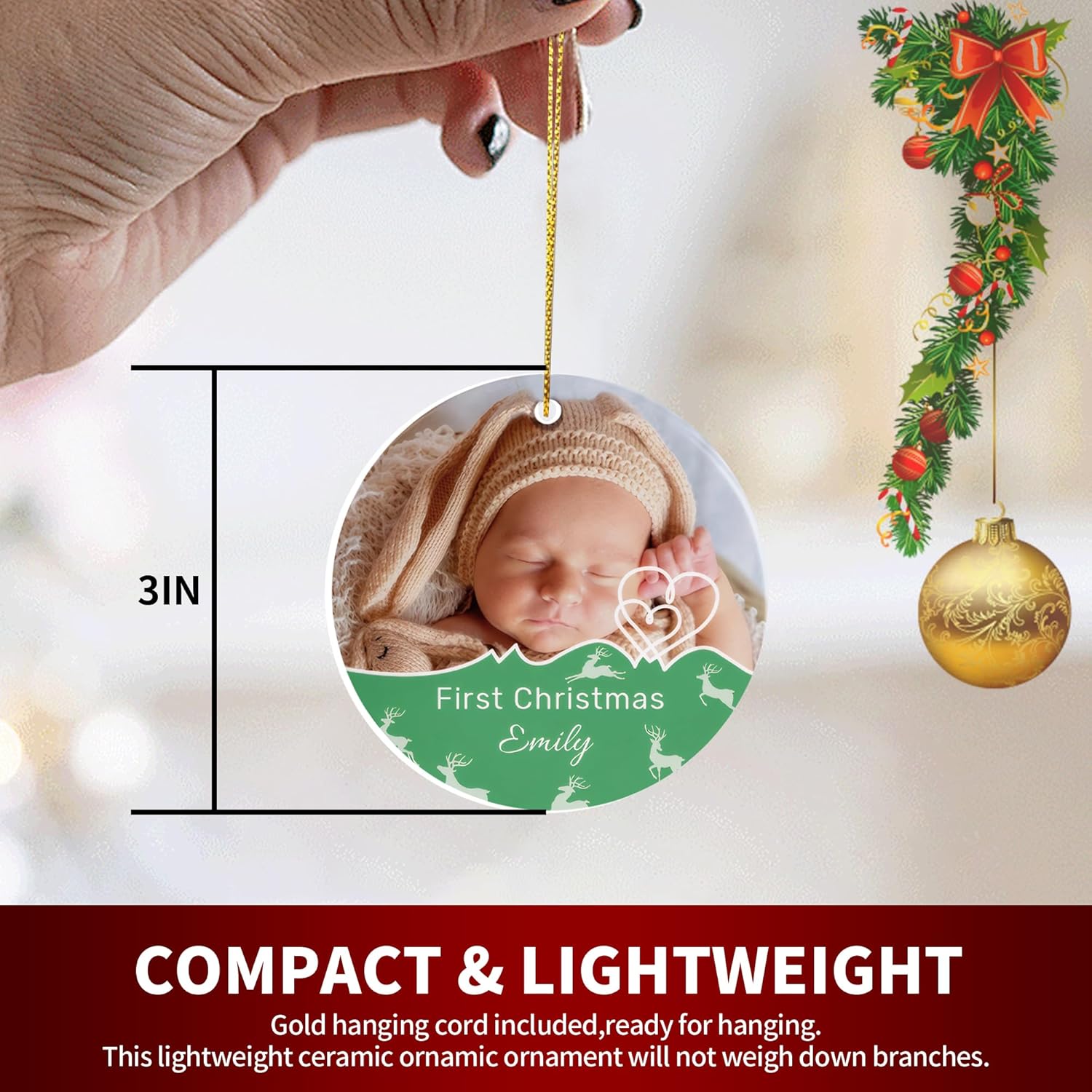 Personalized Christmas Ornaments, Custom Photo & Text 2025 Christmas Tree Ornament, Ideal for Xmas