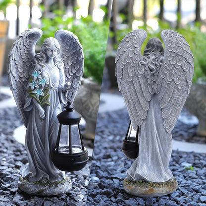 Solar Angel Outdoor Garden Decor Statues – 13.2 inches Solar Outdoor Sculptures for Outside Yard