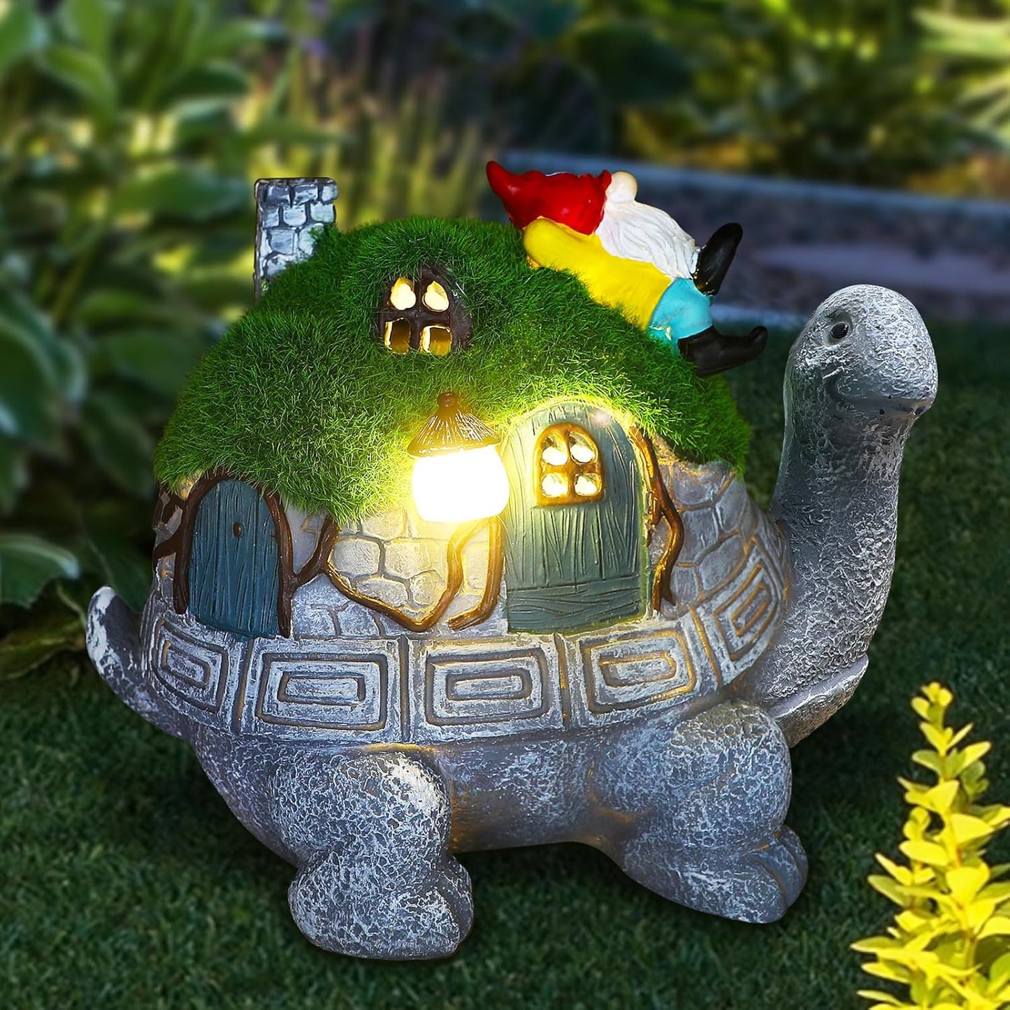 SunGlee Solar Turtles for Outdoors Turtle Solar Light Garden Statue, Cute Tortoise Garden Outdoor
