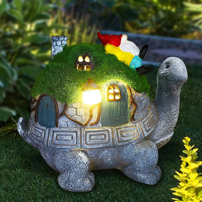 SunGlee Solar Turtles for Outdoors Turtle Solar Light Garden Statue, Cute Tortoise Garden Outdoor