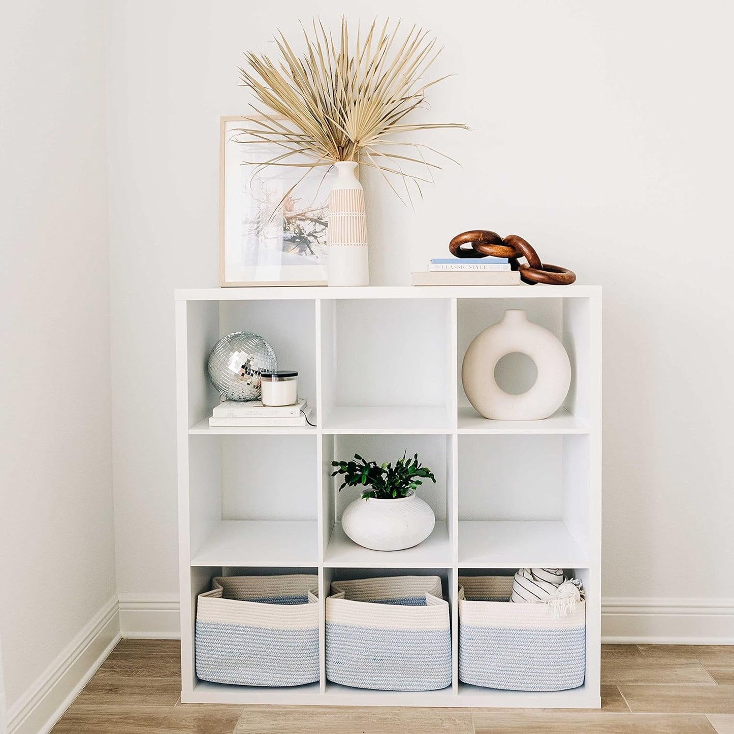OrganiHaus Set of 3 Woven Storage Baskets for Organizing, Cotton Rope Organizer Bins for Shelves