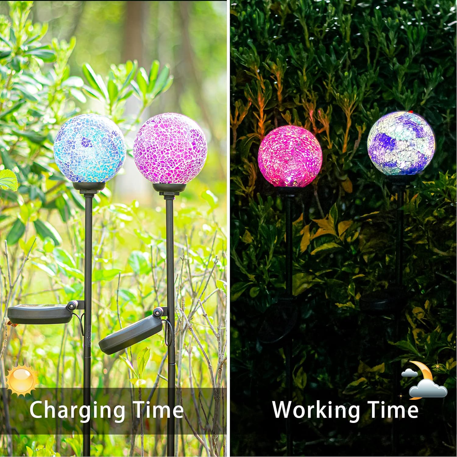 VCUTEKA Solar Garden Decorative Lights Outdoor, Mosaic Solar Light Waterproof LED Pathway Stake