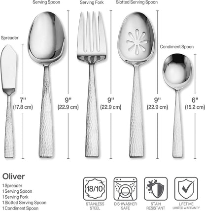 Mikasa Oliver Satin Flatware Set for 12, 65 Piece 18/10 Stainless Steel Silverware with Stylish