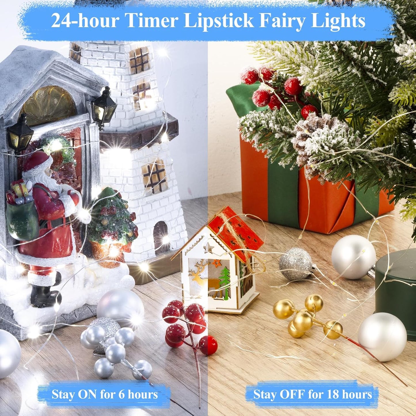 Lakumu LED String Lights Battery Operated, Rechargeable Fairy Lightswith Timer, Mini Twinkle Lights