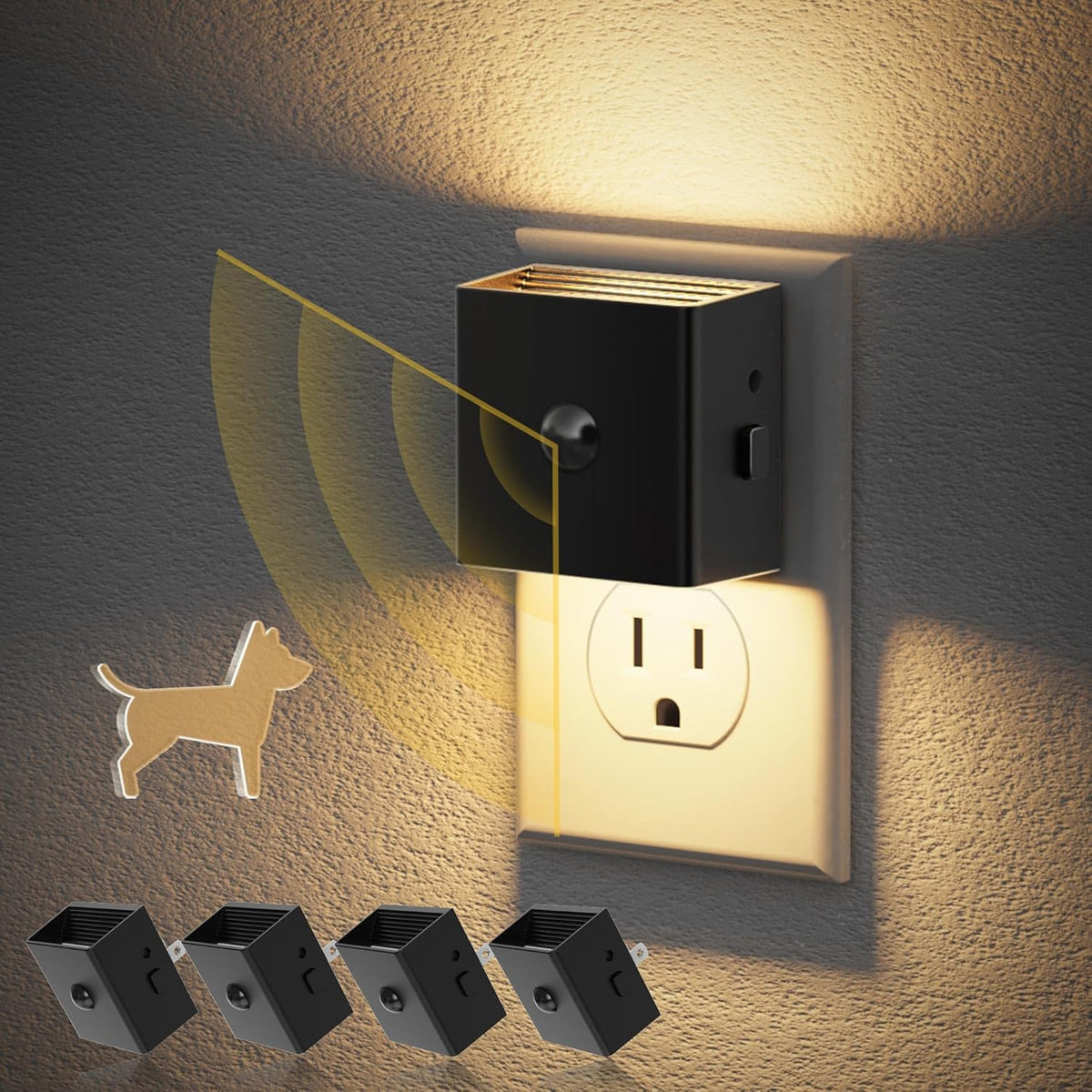 JandCase Motion Sensor Night Light, Night Lights Plug into Wall with Adjustable Brightness, Motion