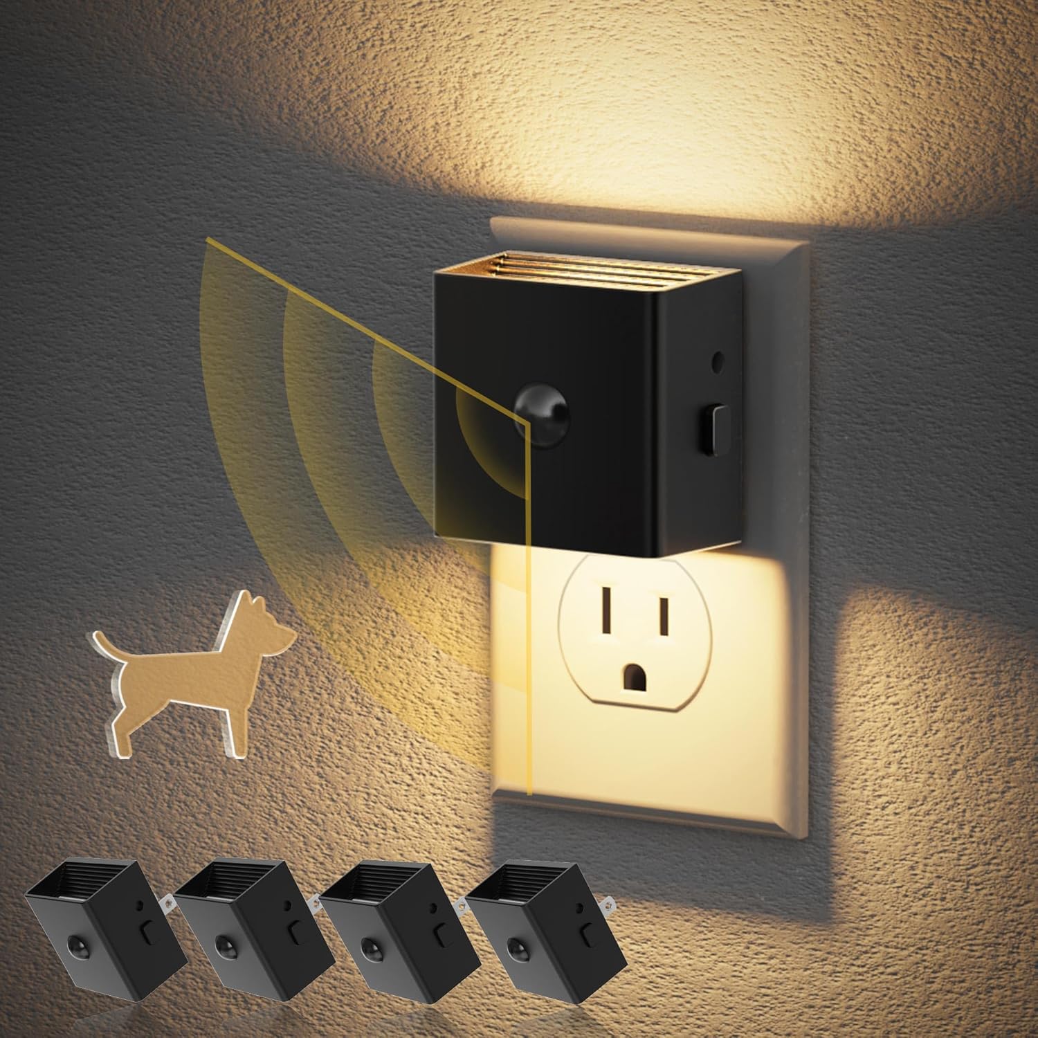 JandCase Motion Sensor Night Light, Night Lights Plug into Wall with Adjustable Brightness, Motion