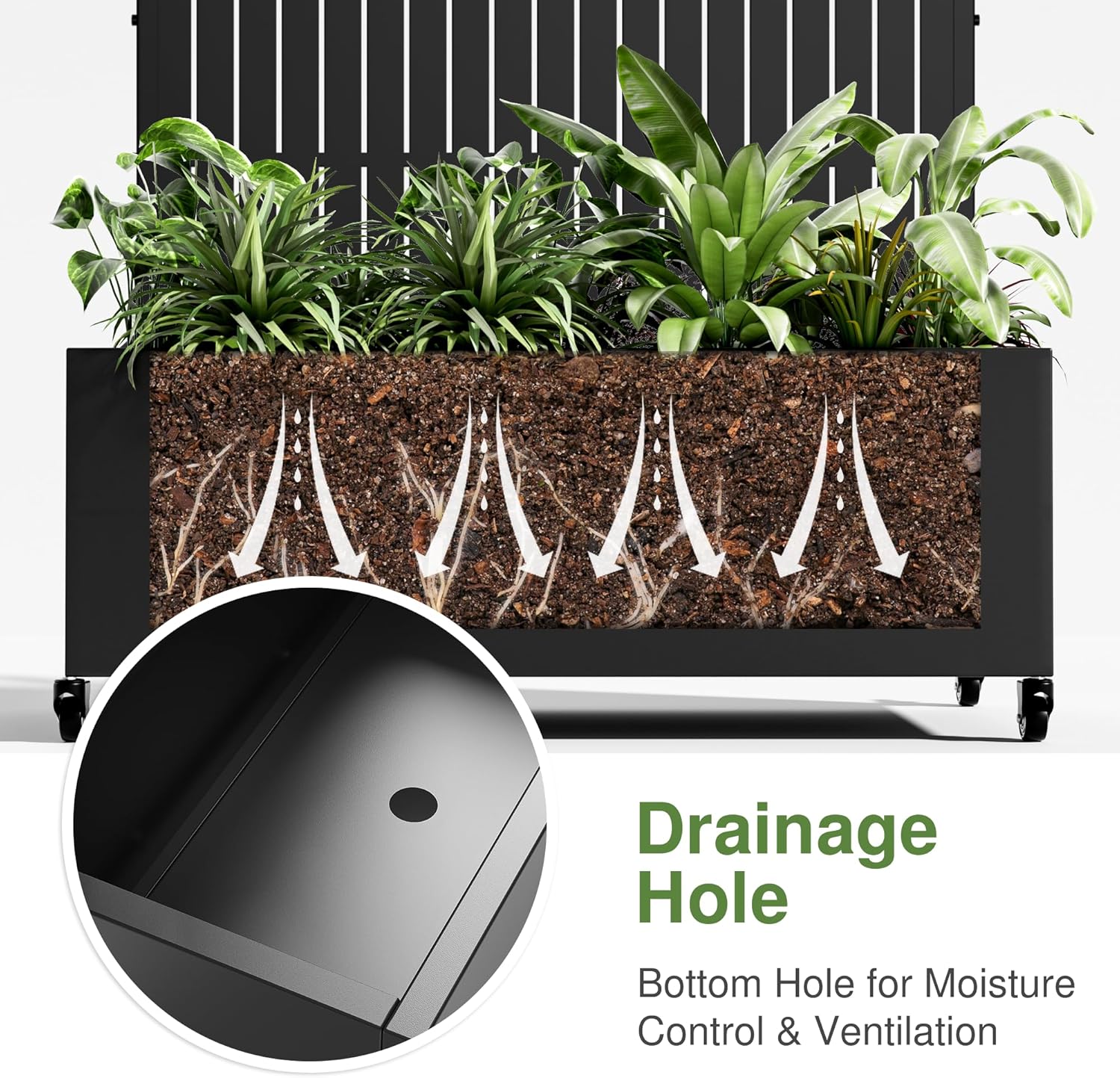 Casaphoria Metal Raised Garden Bed with Trellis and Wheels, 72"x47"x16" Arched Planter Box for