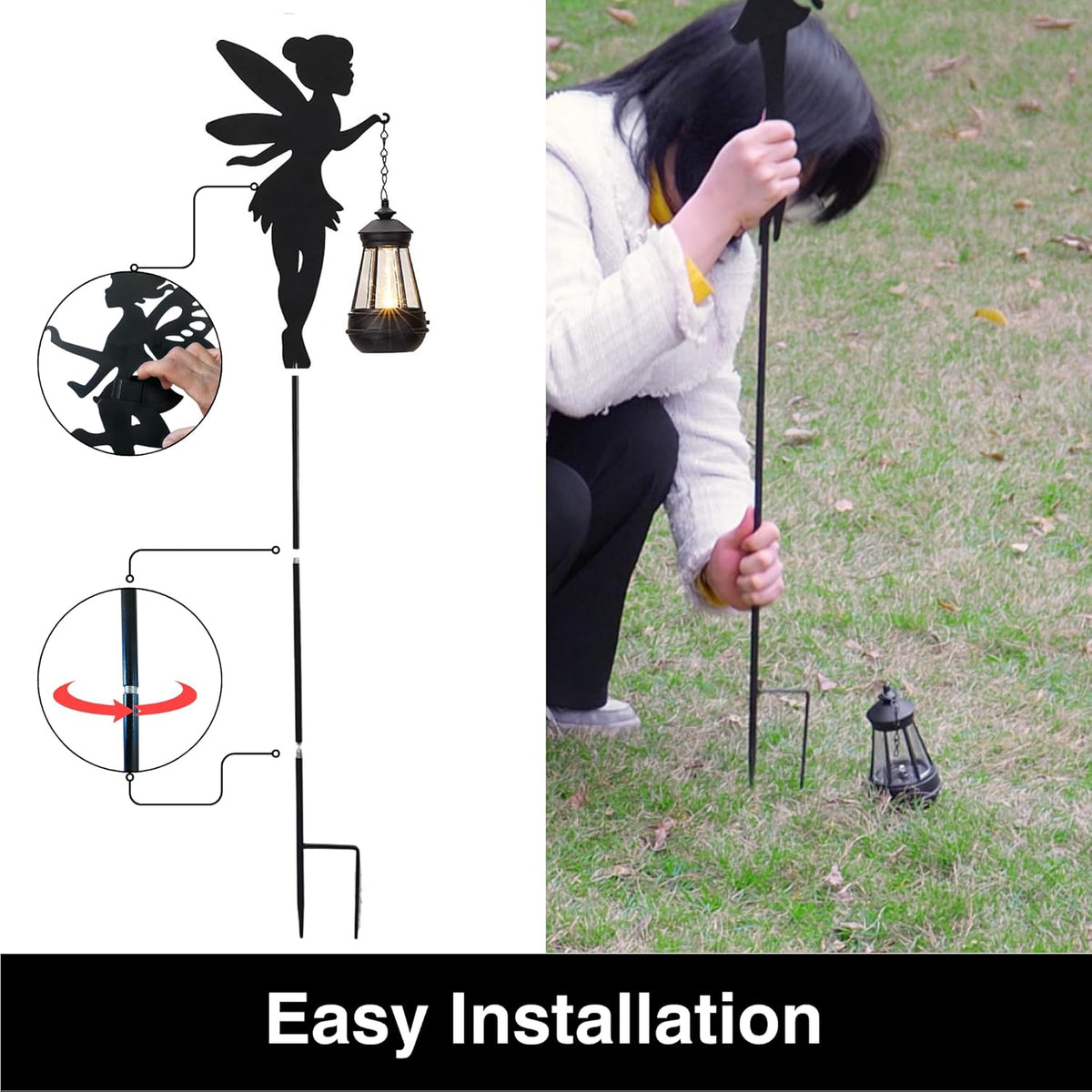Fairy Garden Accessories Lawn Ornaments 1 Pair - Solar Lights Halloween Decorations Outdoor Garden