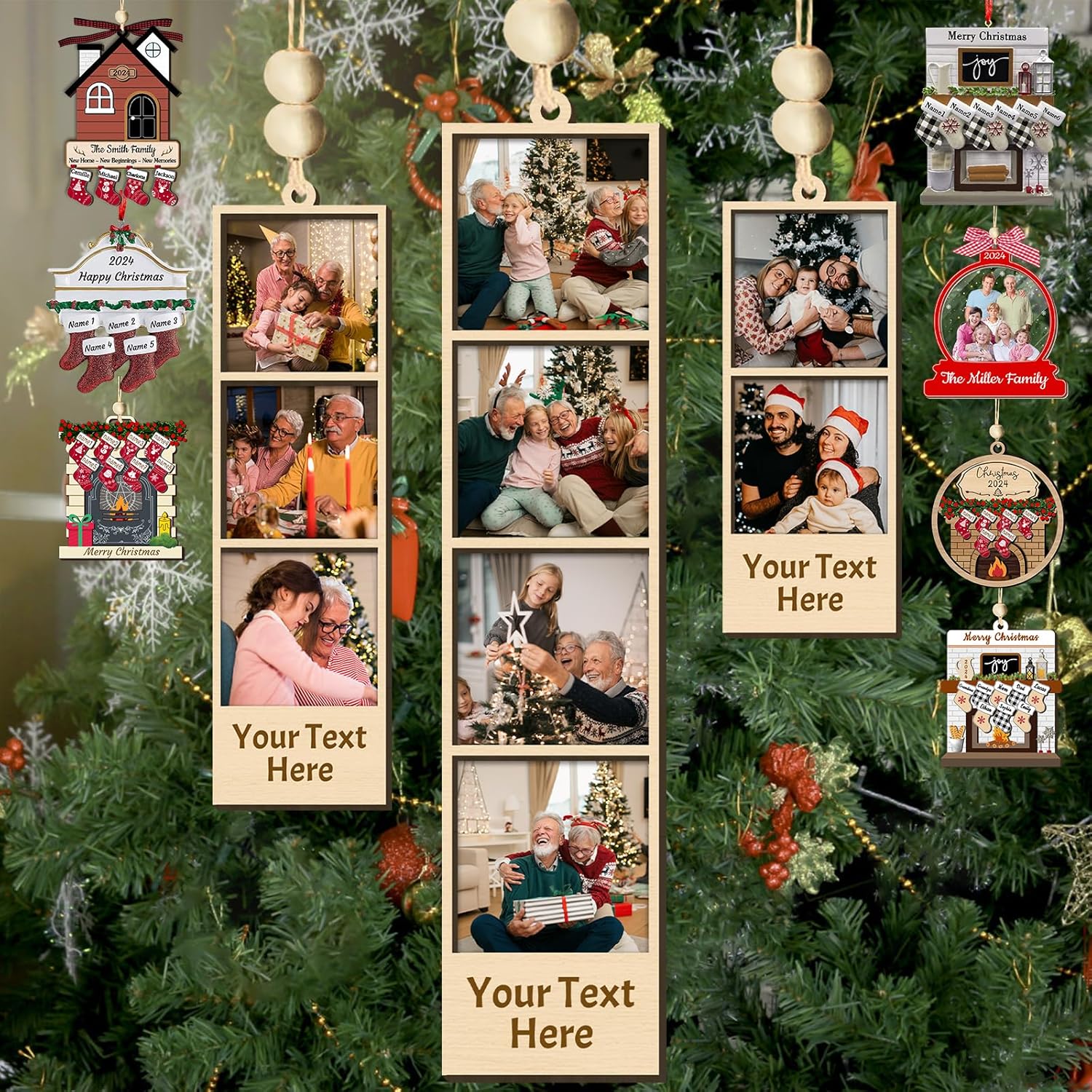 Personalized Christmas Ornaments with Photo Names Custom Family Ornament Customized Xmas Tree