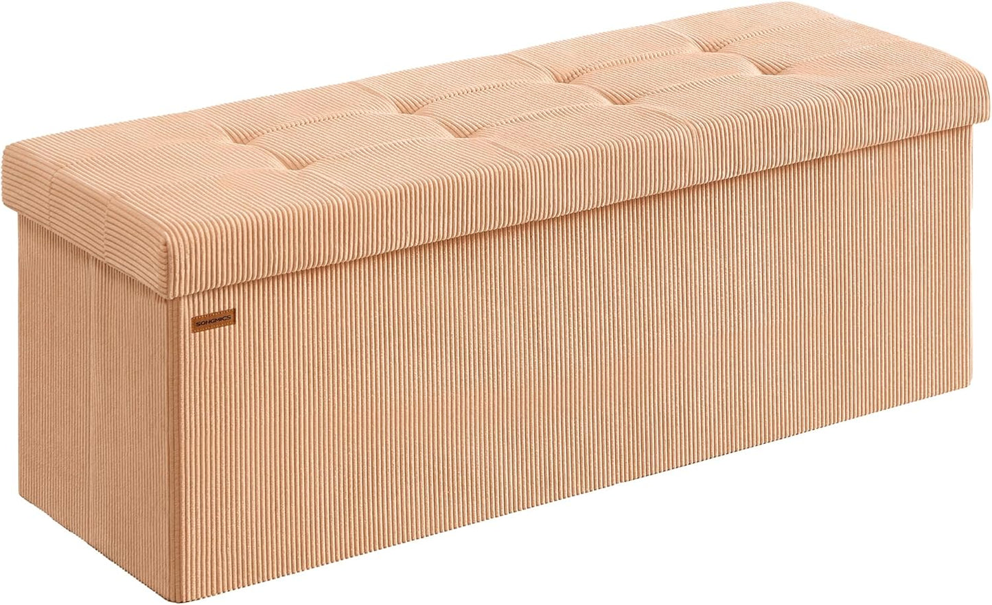 SONGMICS MAZIE Collection - Storage Ottoman Bench, Foldable Foot Rest, 15 x 43 x 15 Inches, End of