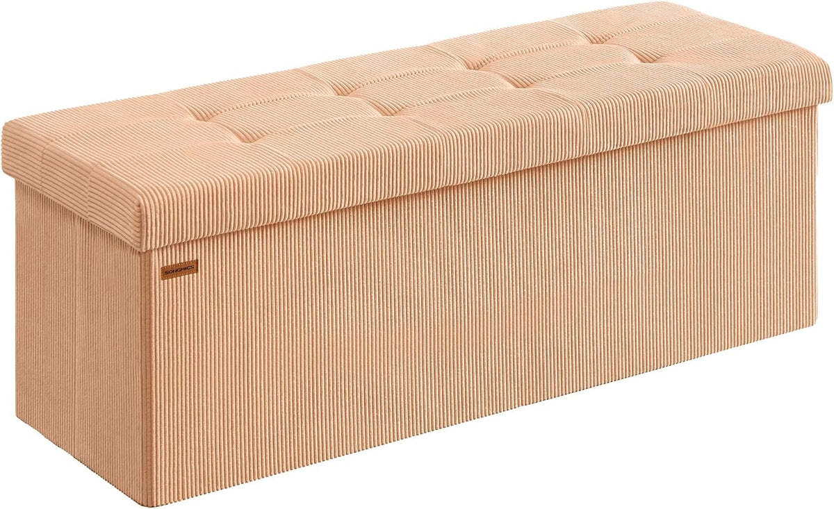 SONGMICS MAZIE Collection - Storage Ottoman Bench, Foldable Foot Rest, 15 x 43 x 15 Inches, End of