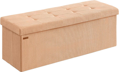SONGMICS MAZIE Collection - Storage Ottoman Bench, Foldable Foot Rest, 15 x 43 x 15 Inches, End of