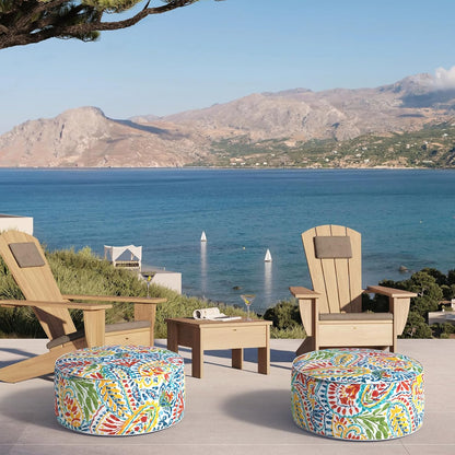 Inflatable Ottoman Stool D21 xH9 for Outdoor/Indoor Use, Water Repellent Patio Foot Rest Stool with